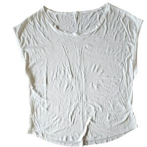 Garnet Hill White T Shirt, Pima Cotton/Modal Womens Sz L NEW
